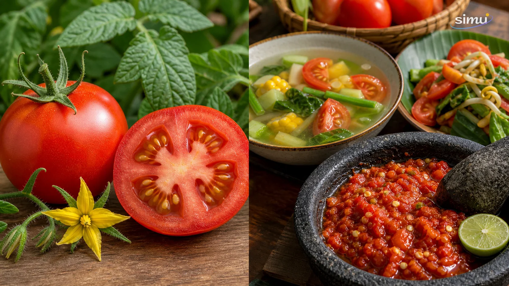 Perbandingan tomat sebagai buah dalam botani dan sebagai bahan masakan gurih seperti sambal dan sayur.