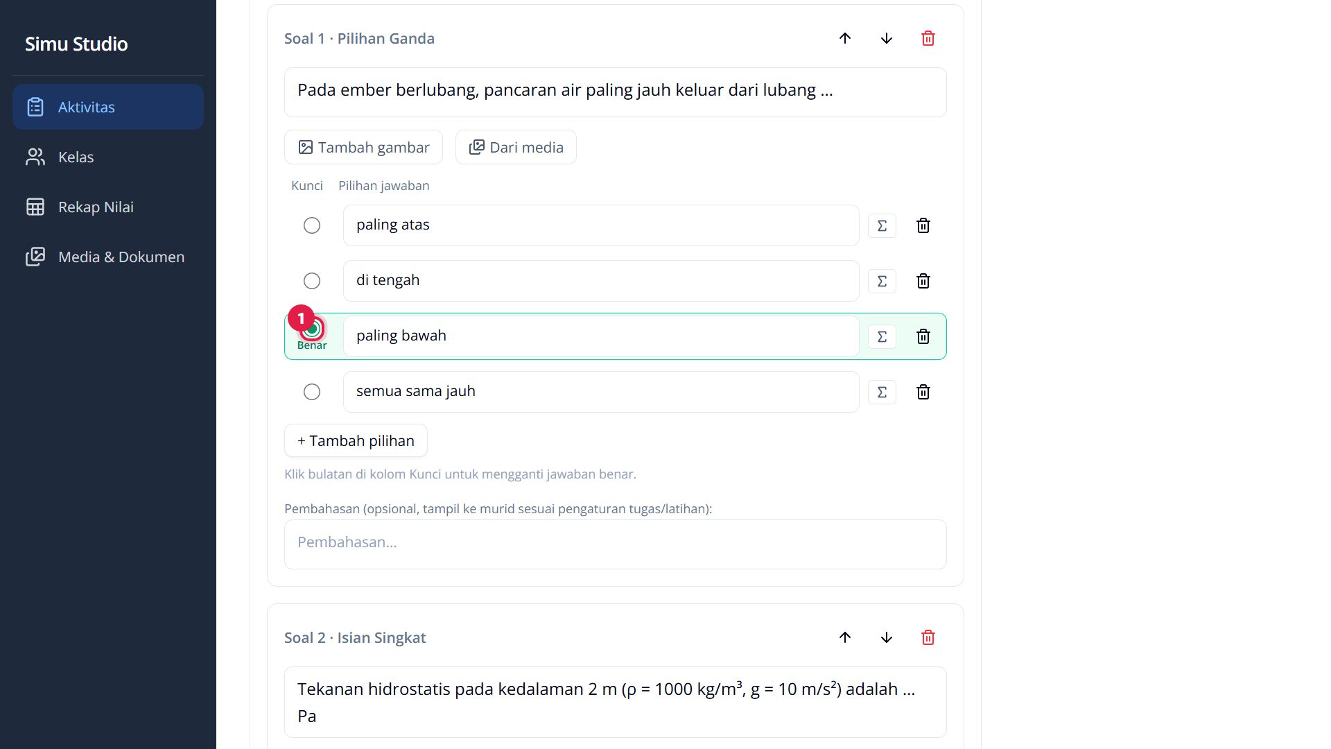 Soal pilihan ganda dengan kunci jawaban