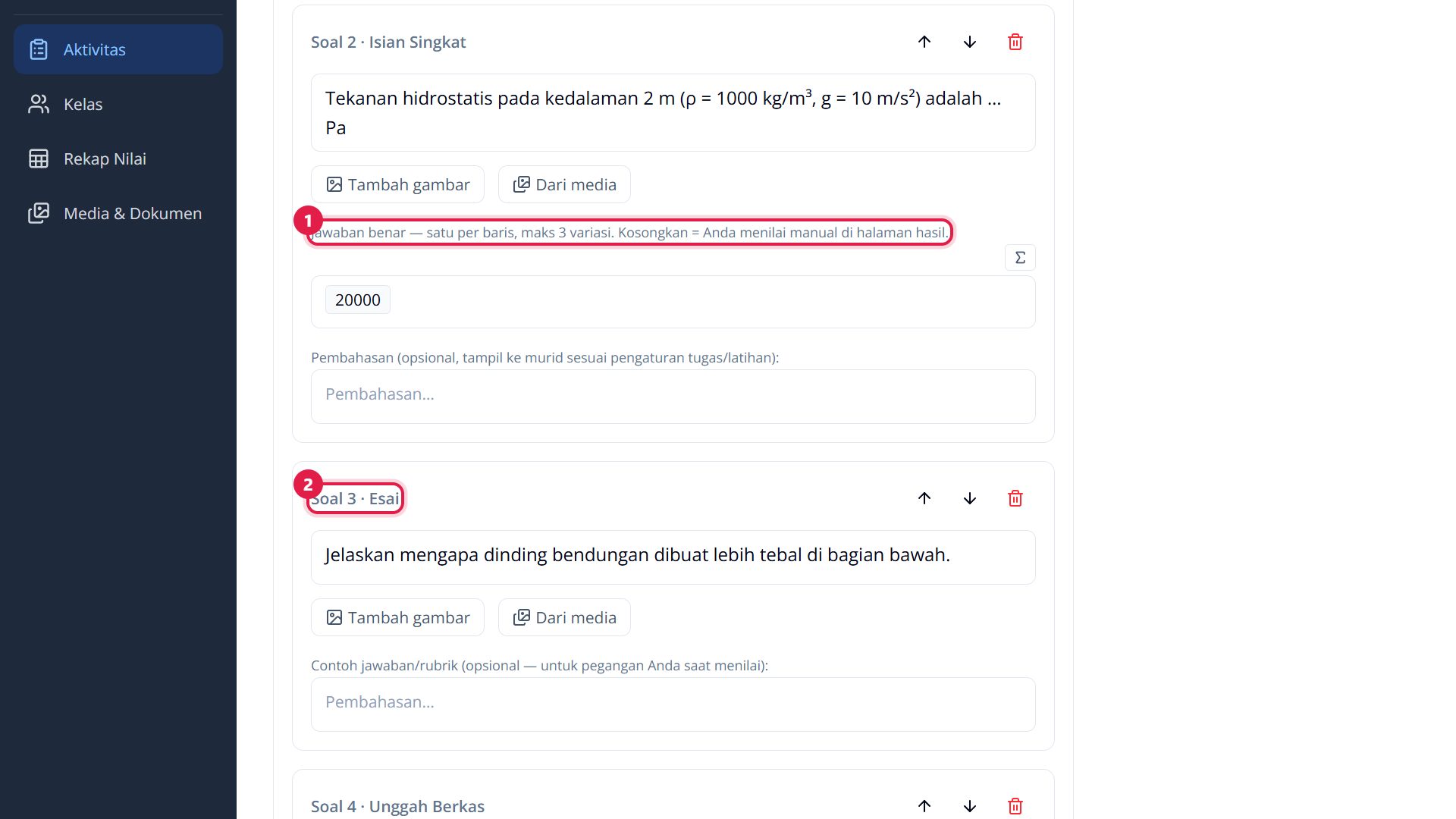 Soal isian dan esai