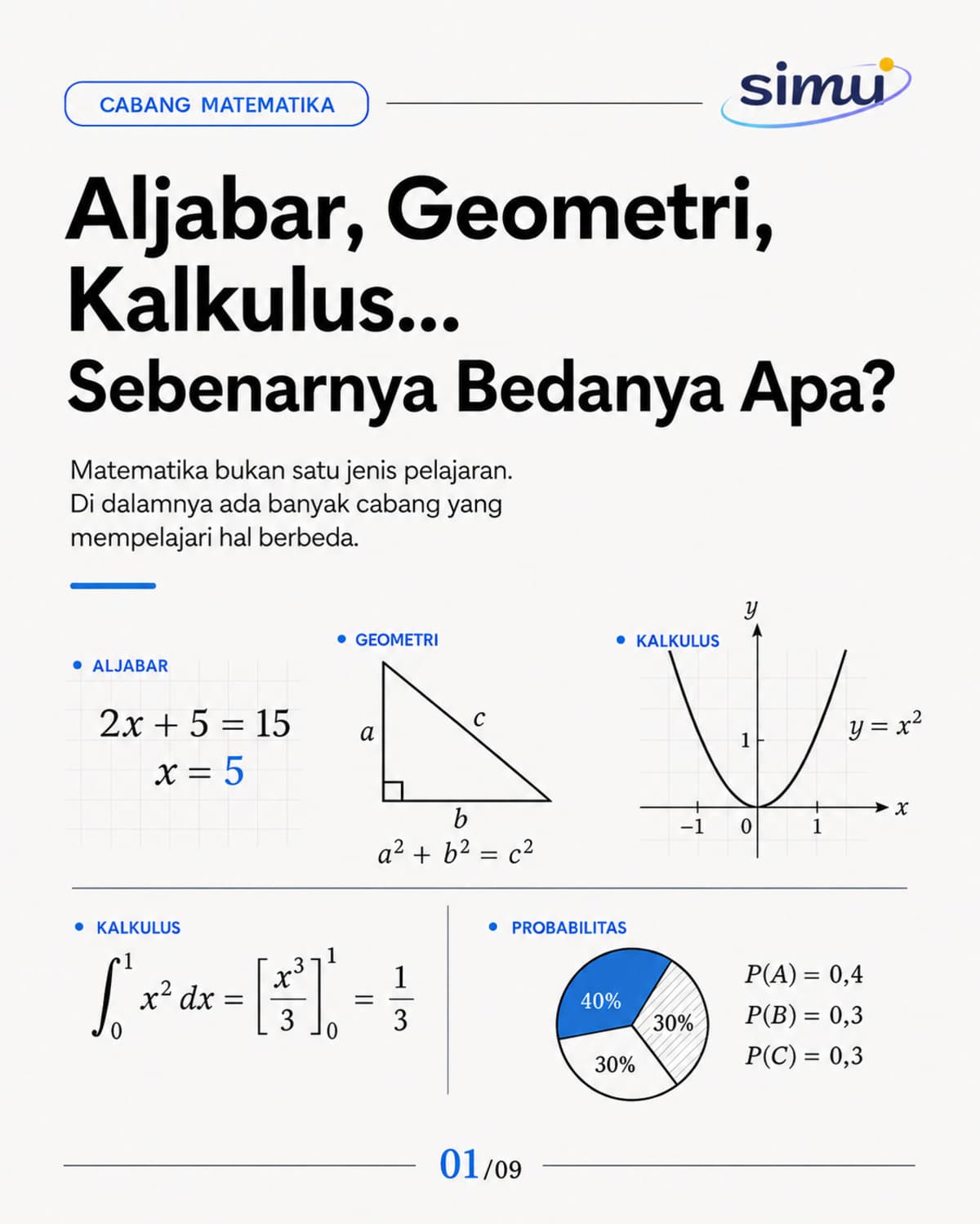 Cabang Matematika: Aljabar, Geometri, Kalkulus... Sebenarnya Bedanya Apa?