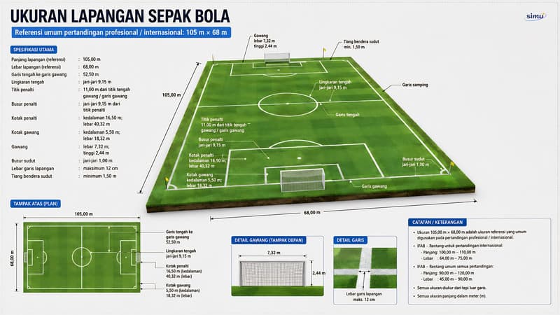 Ukuran Lapangan Sepak Bola (Standar FIFA/IFAB)