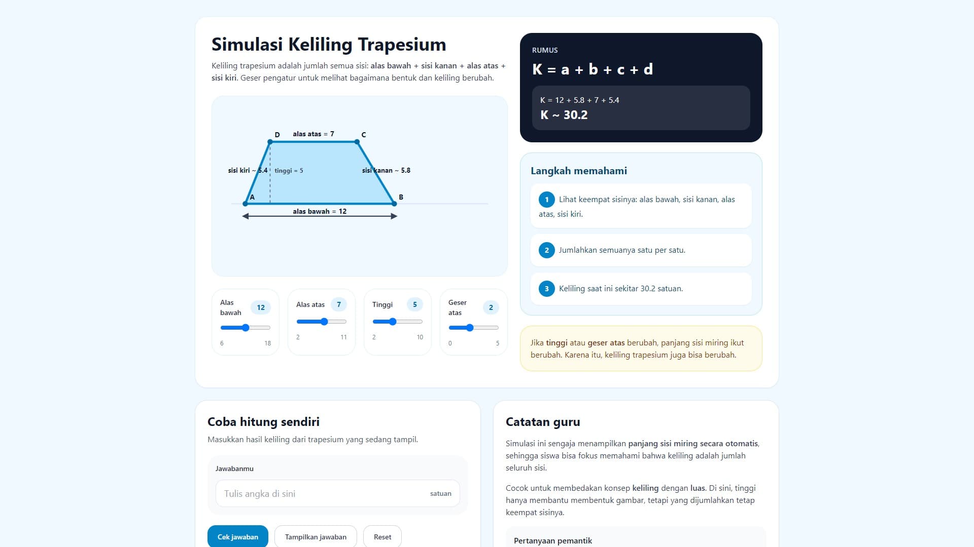 Simulasi Keliling Trapesium