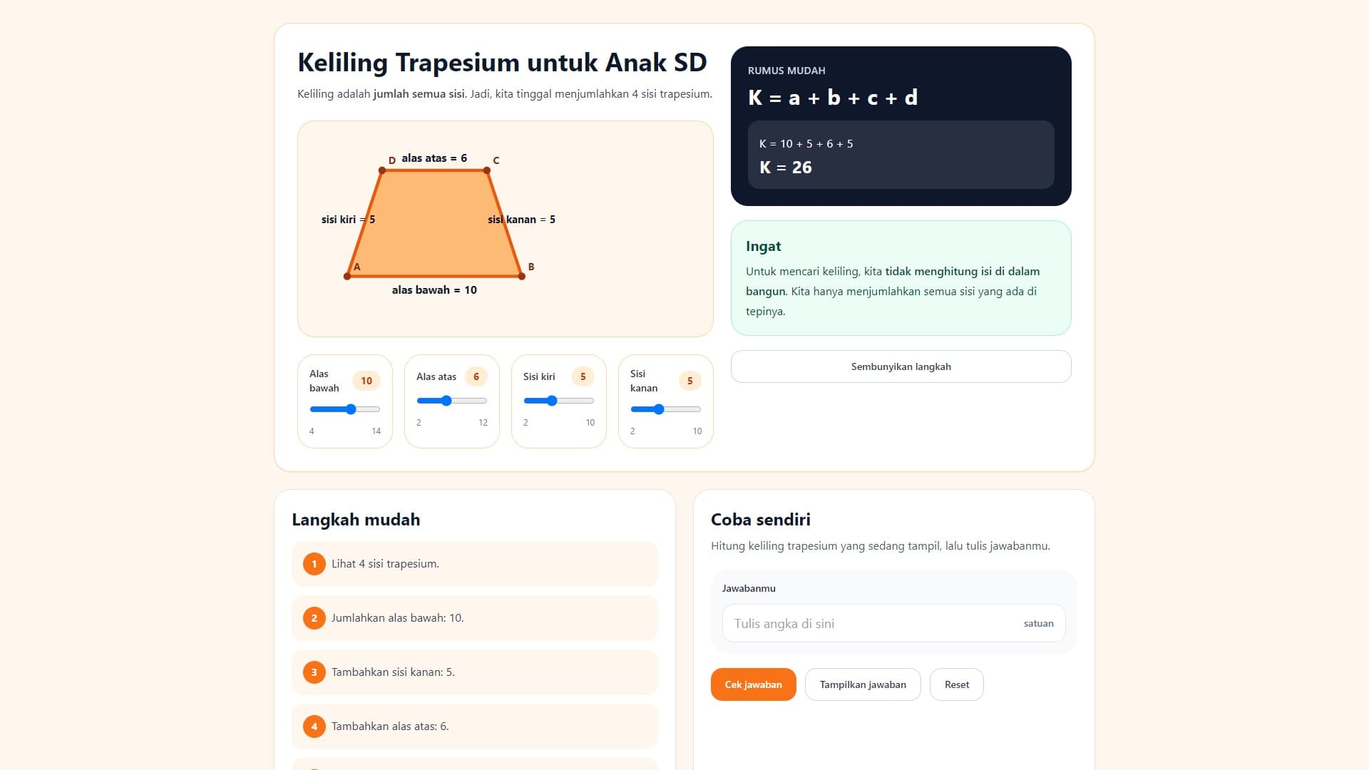 Simulasi Keliling Trapesium untuk SD