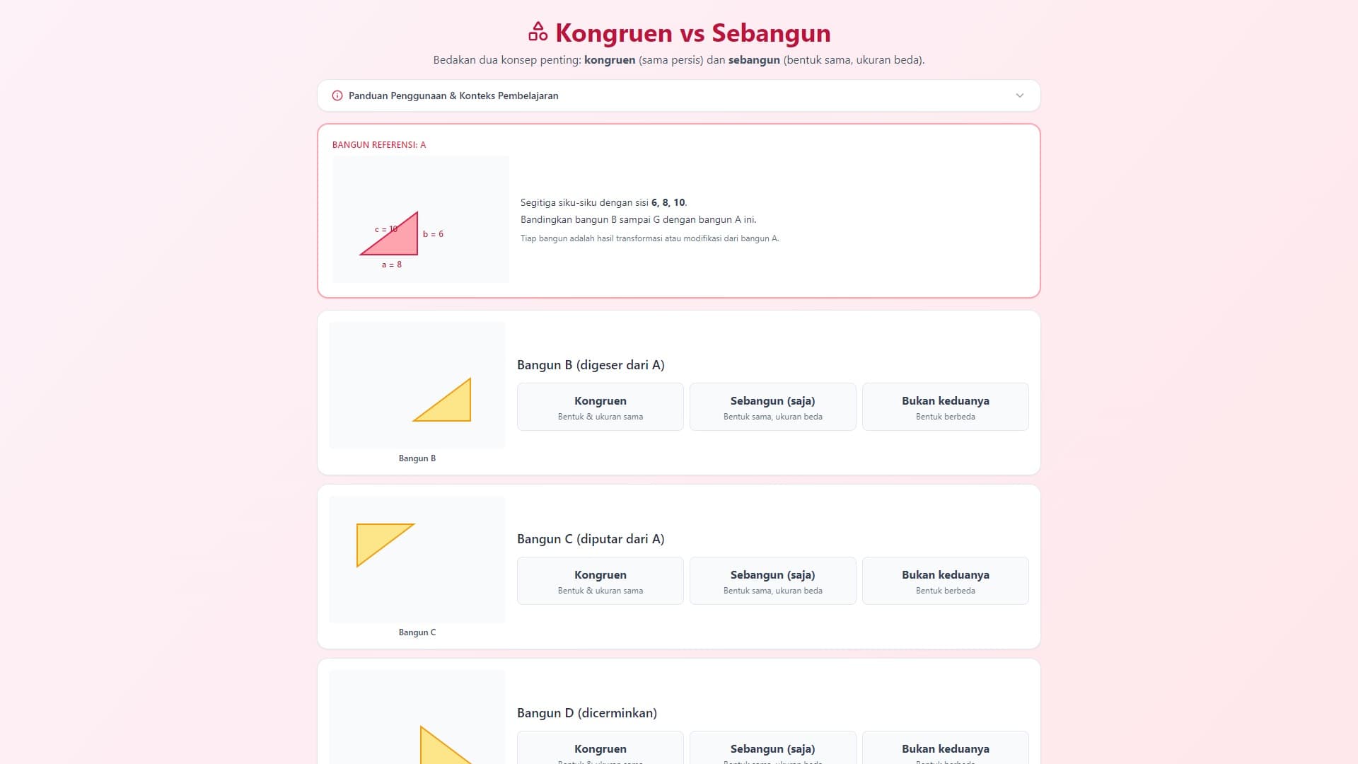 Kongruen vs Sebangun
