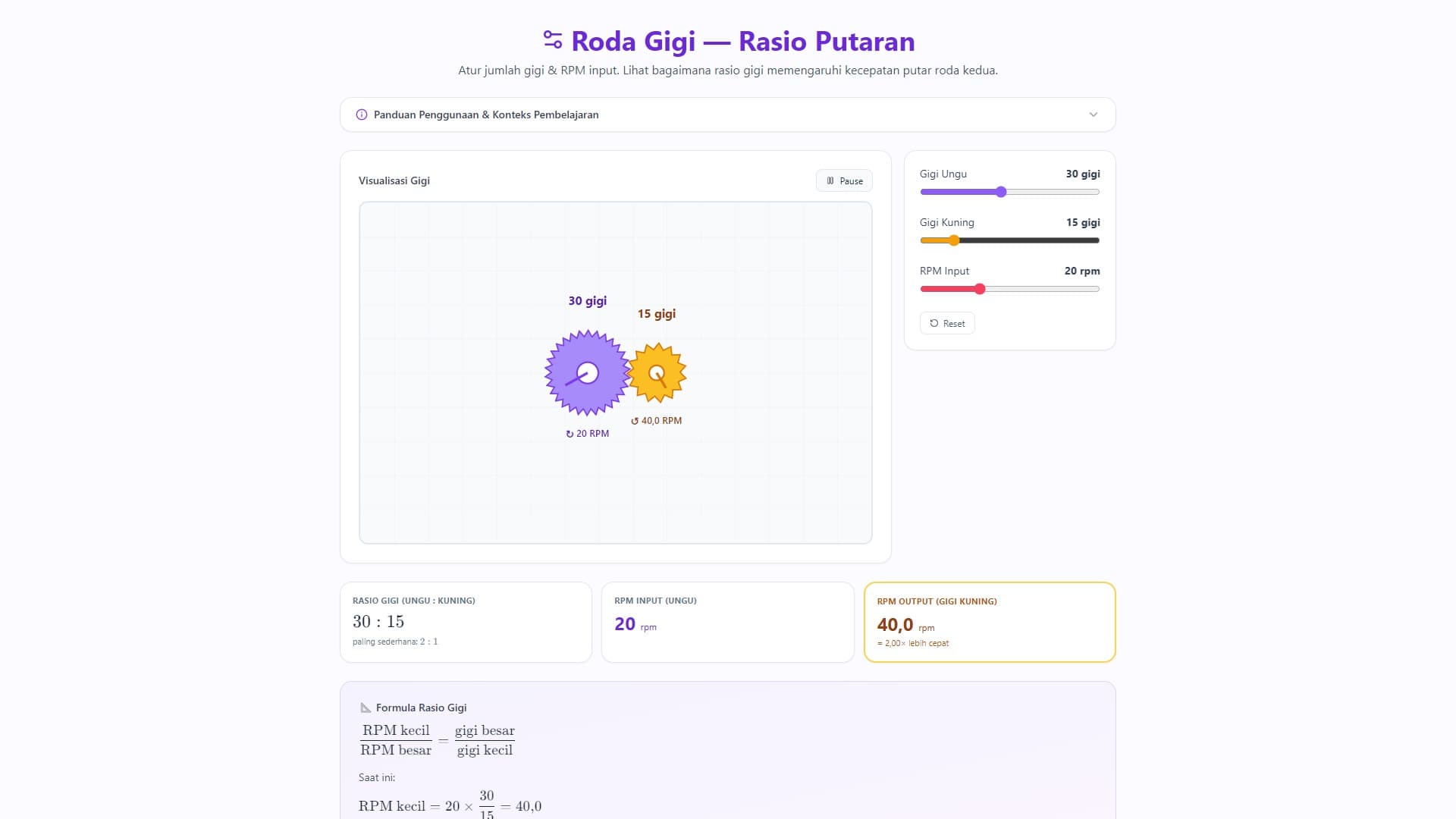 Roda Gigi — Rasio Putaran