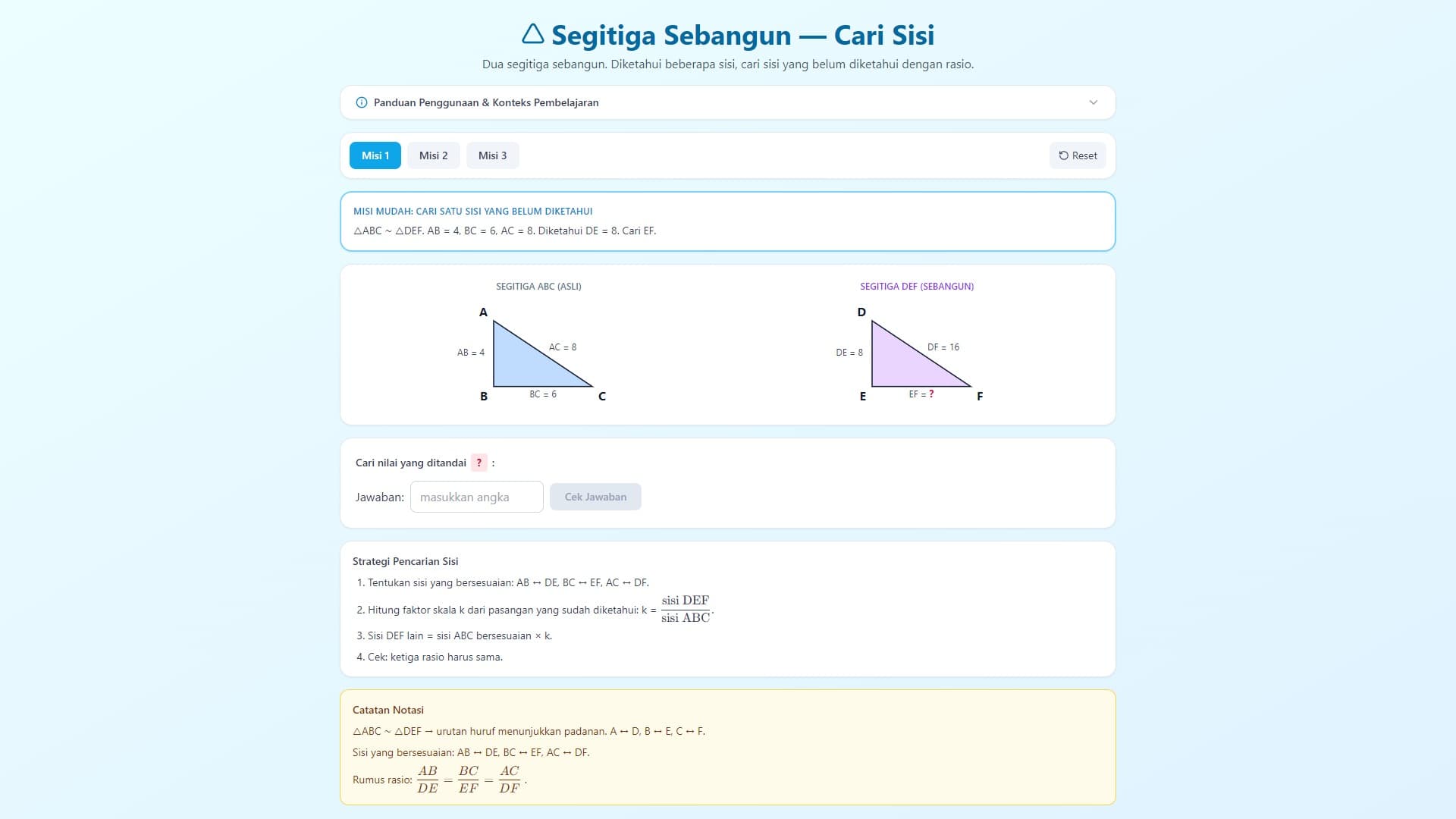 Segitiga Sebangun — Cari Sisi