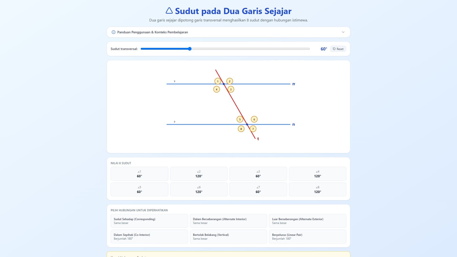 Sudut pada Dua Garis Sejajar