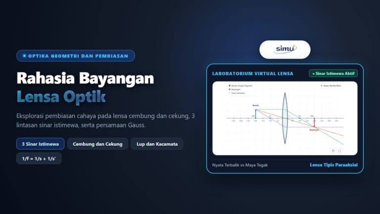 Laboratorium virtual simulasi lensa optik cembung dan cekung serta pembentukan bayangan pembiasan cahaya.