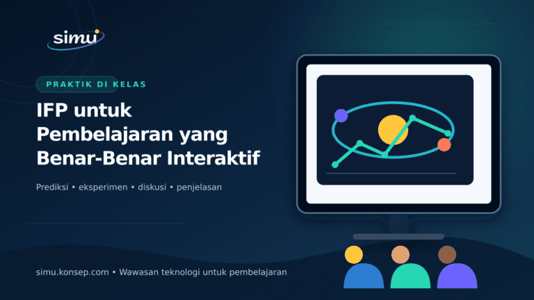 Ilustrasi penggunaan IFP untuk pembelajaran interaktif di kelas